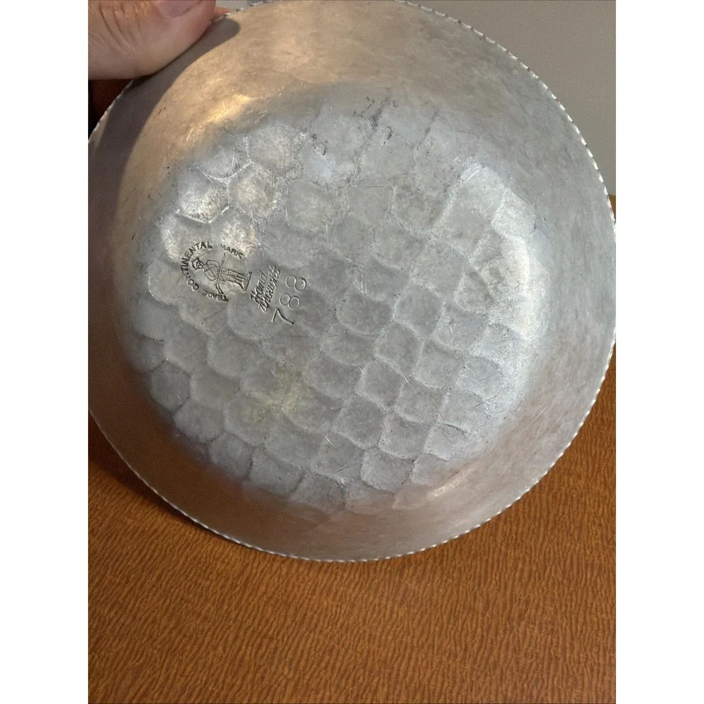 Trade Continental Mark Hand Wrought Aluminum Bowl 788 with Etched Flower 7